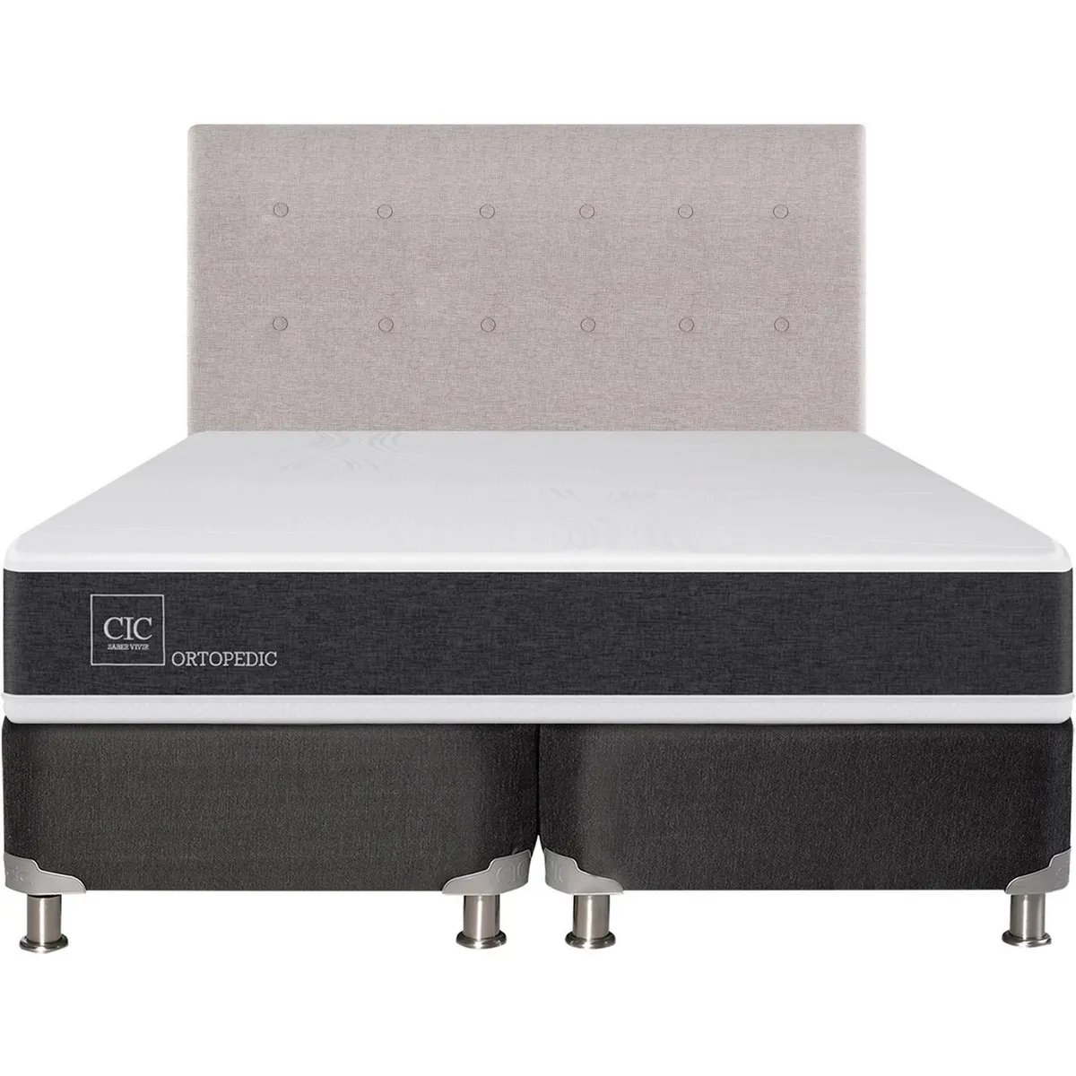 CIC - Box spring new ortopedic b5 black 2 plazas + respaldo