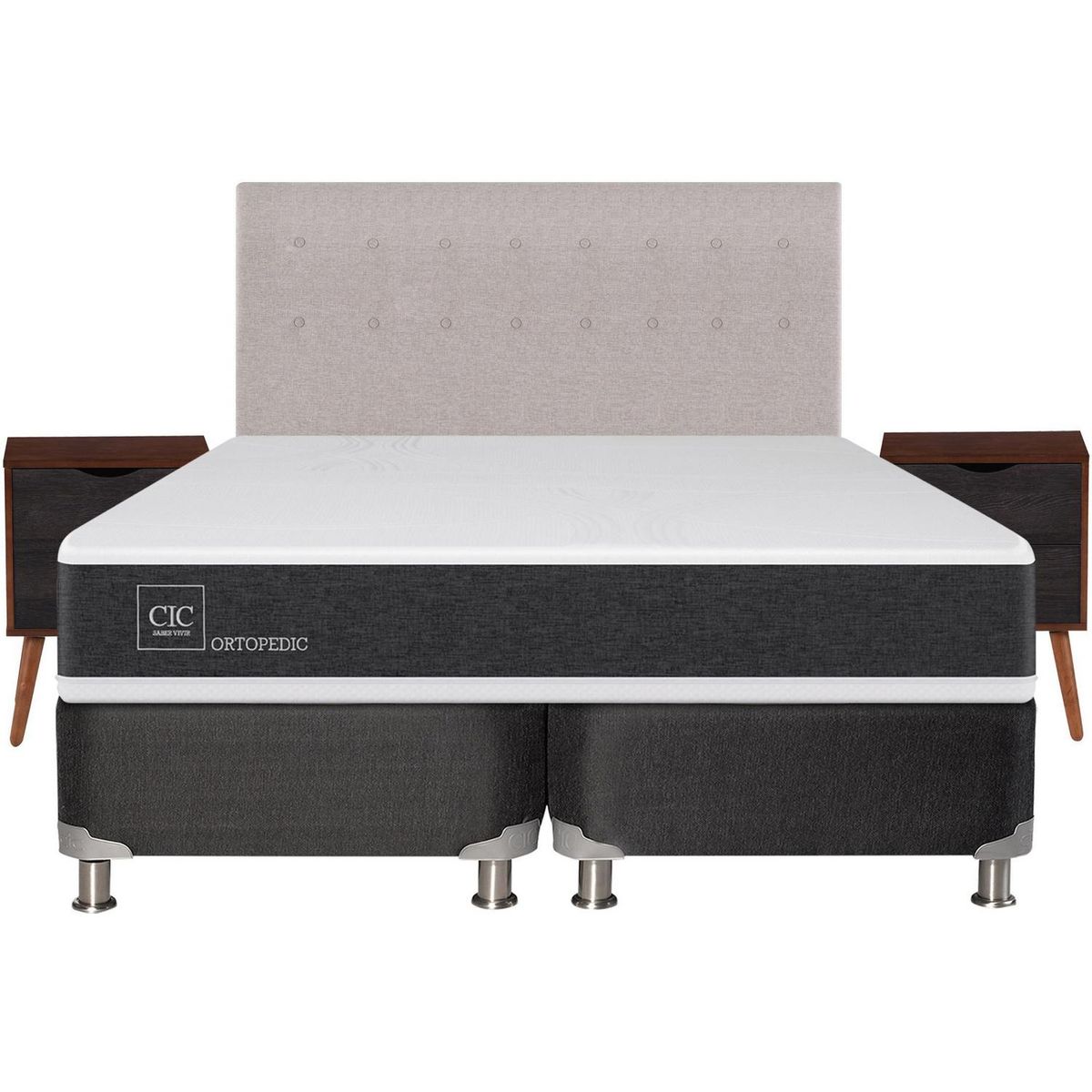 CIC - Box Spring New Ortopedic B5 Black King + Muebles