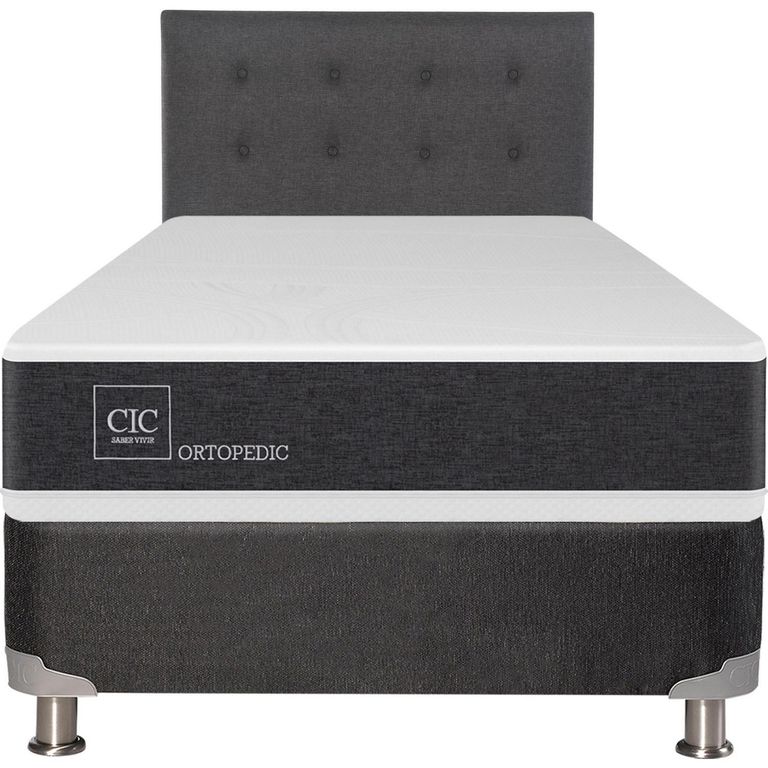 Box Spring New Ortopedic B5 Black 1.5 Plazas + Respaldo