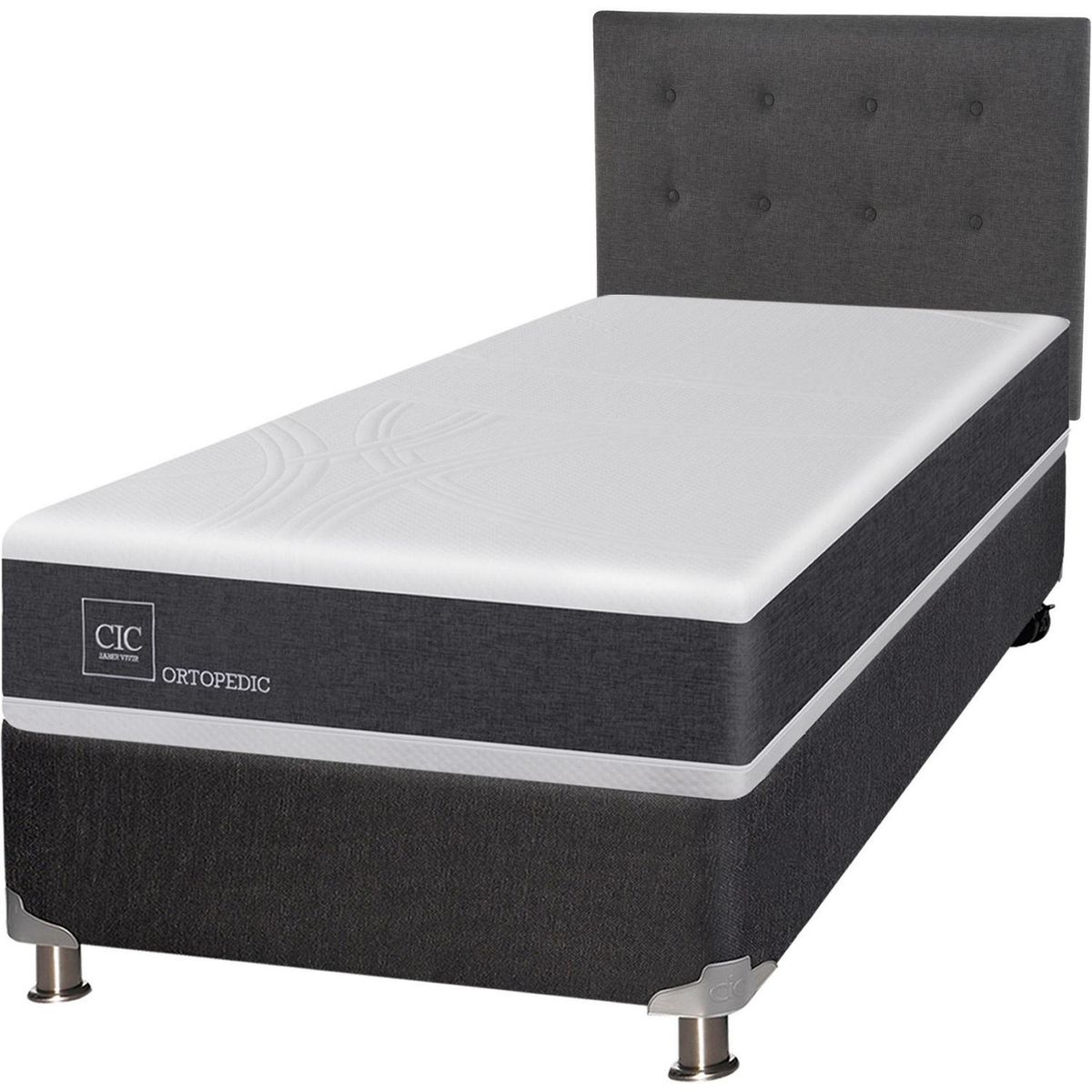 CIC - Box spring new ortopedic b5 black 1.5 plazas + respaldo
