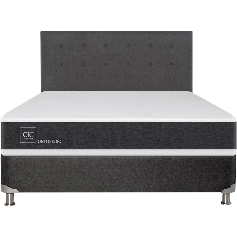 Box Spring New Ortopedic B5 Black 2 Plazas + Respaldo