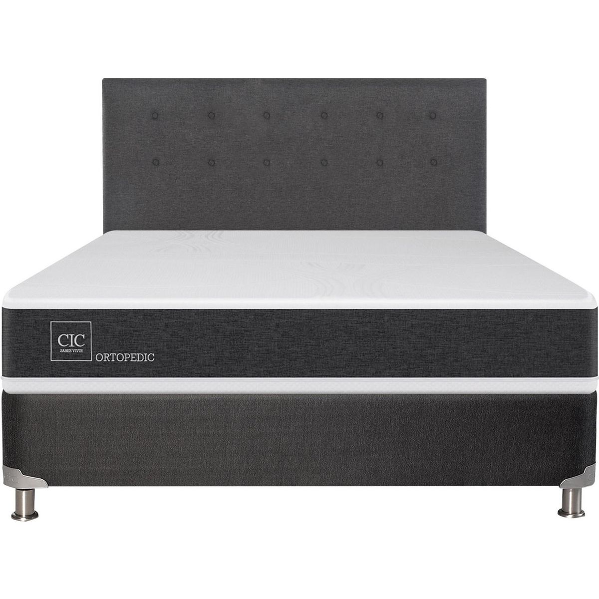 CIC - Box spring new ortopedic b5 black 2 plazas + respaldo