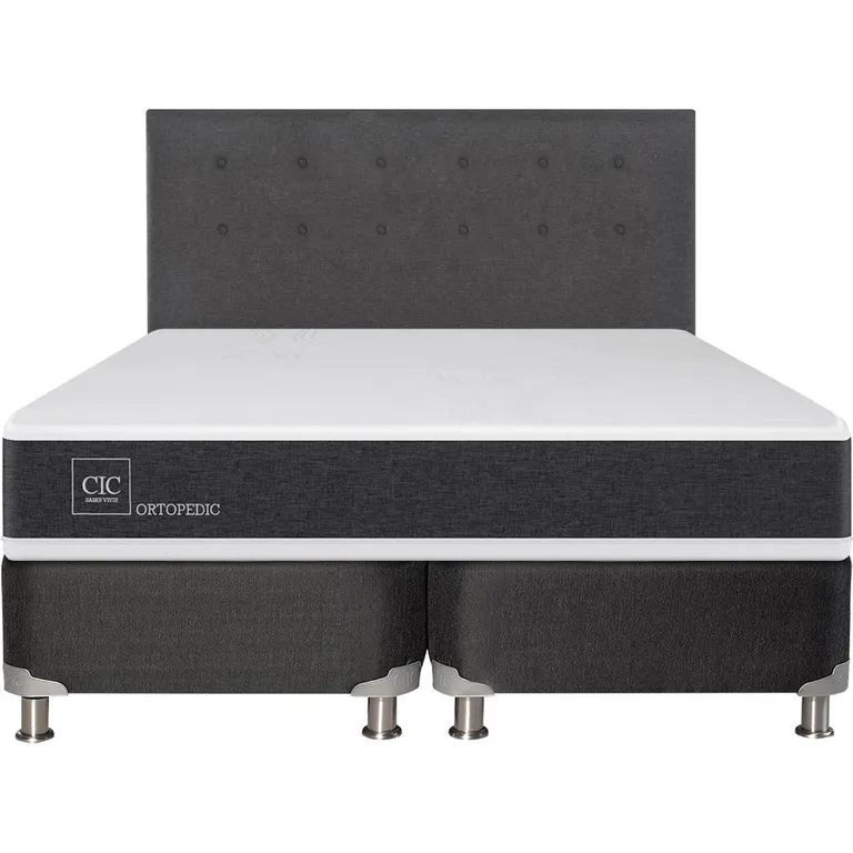 Box Spring New Ortopedic B5 Black 2 Plazas + Respaldo