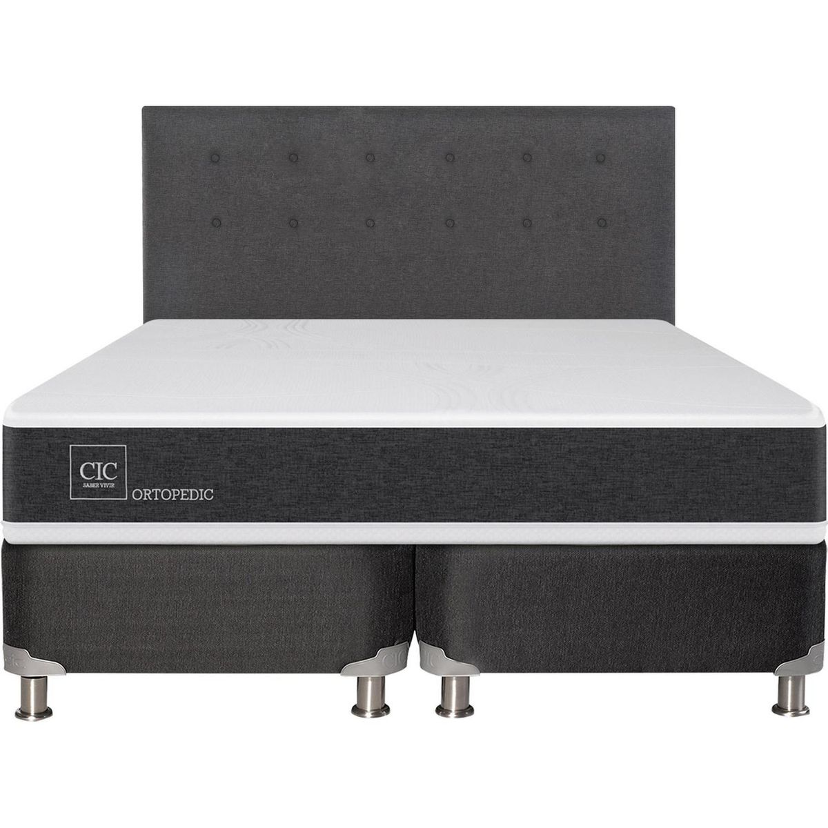 CIC - Box spring new ortopedic b5 black 2 plazas + respaldo