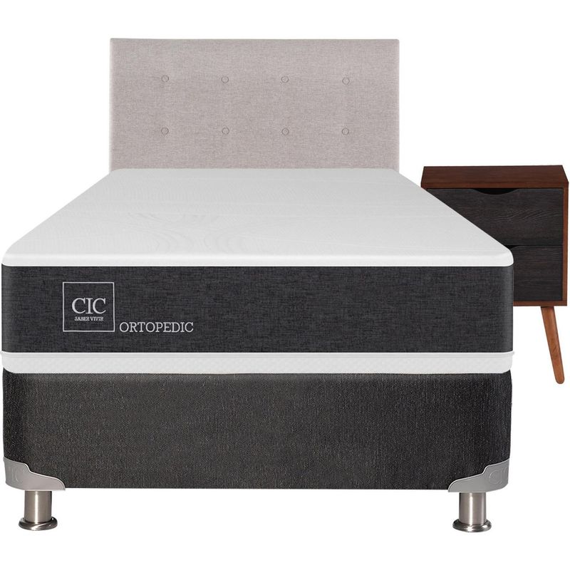 CIC - Box spring new ortopedic b5 black 1.5 plazas + muebles