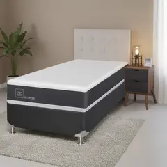 CIC - Box Spring New Ortopedic B5 Black 1.5 Plazas + Muebles