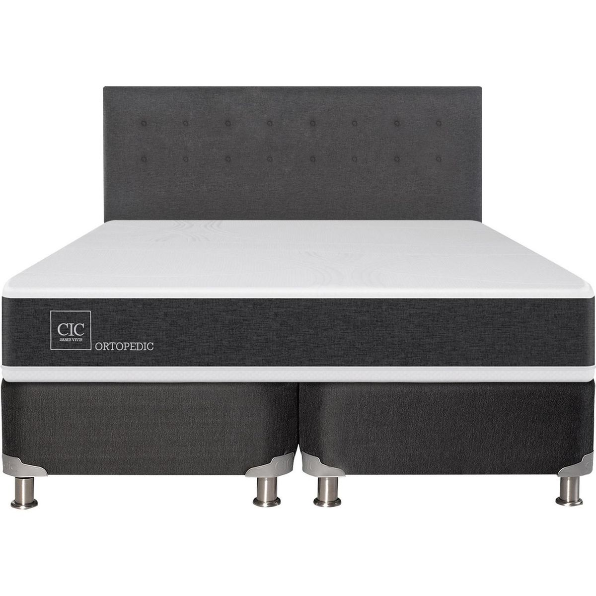 CIC - Box spring new ortopedic b5 black king + respaldo