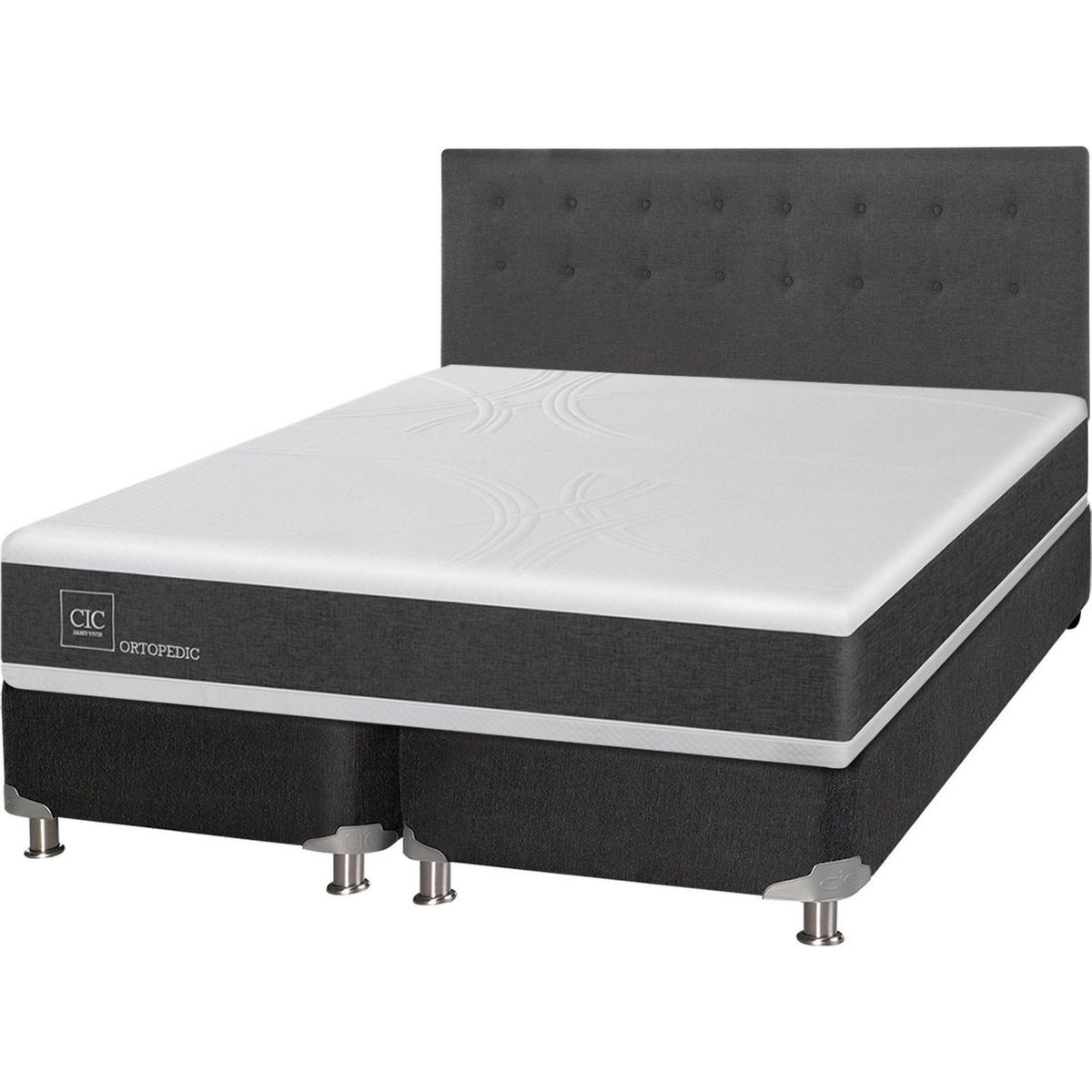 CIC - Box spring new ortopedic b5 black king + respaldo