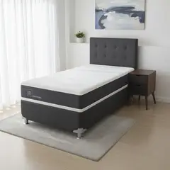 CIC - Box Spring New Ortopedic B5 Black 1.5 Plazas + Muebles