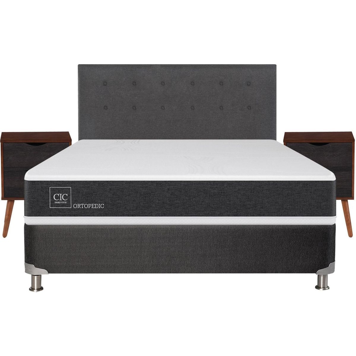 CIC - Box spring new ortopedic b5 black 2 plazas + muebles