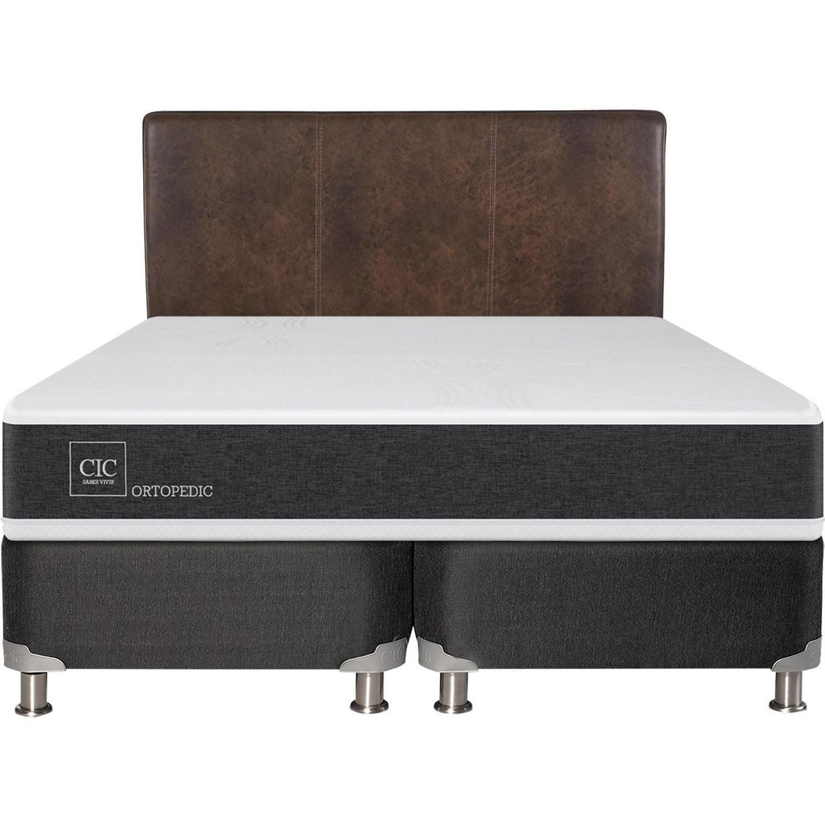 CIC - Box Spring New Ortopedic B5 Black 2 Plazas + Respaldo
