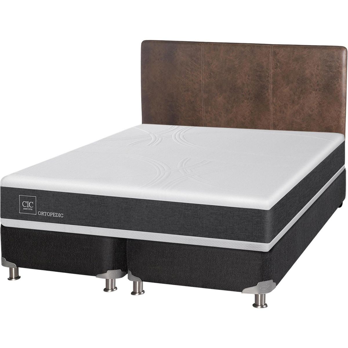 CIC - Box Spring New Ortopedic B5 Black 2 Plazas + Respaldo