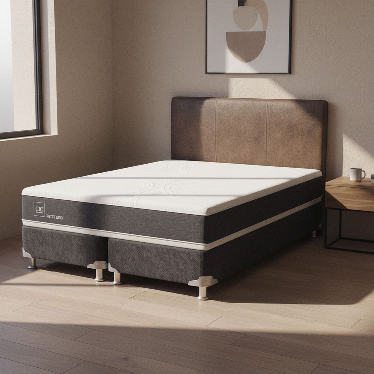 CIC - Box Spring New Ortopedic B5 Black 2 Plazas + Respaldo