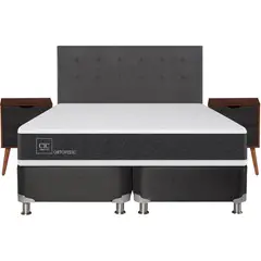 CIC - Box spring new ortopedic b5 black 2 plazas + muebles