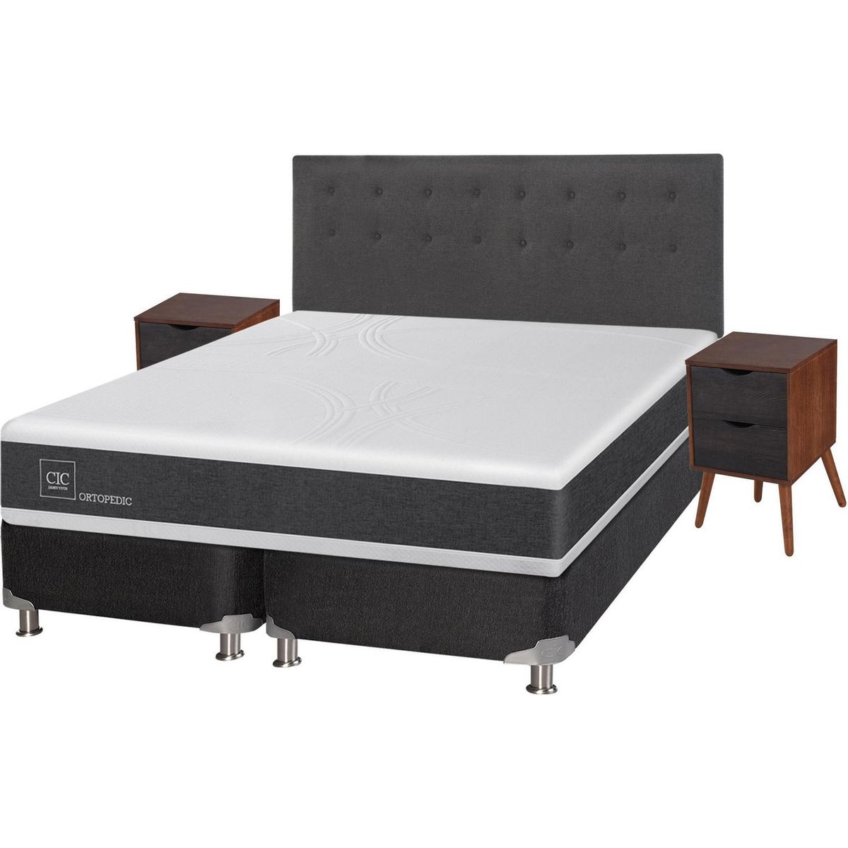 CIC - Box spring new ortopedic b5 black king + muebles