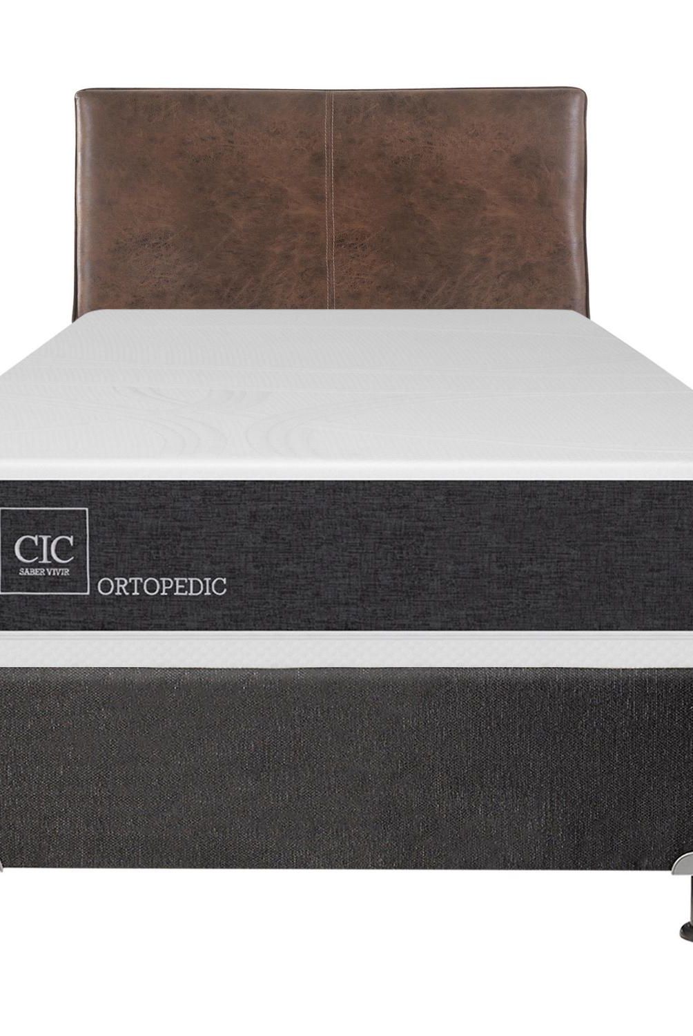CIC - Box spring new ortopedic b5 black 1.5 plazas + respaldo