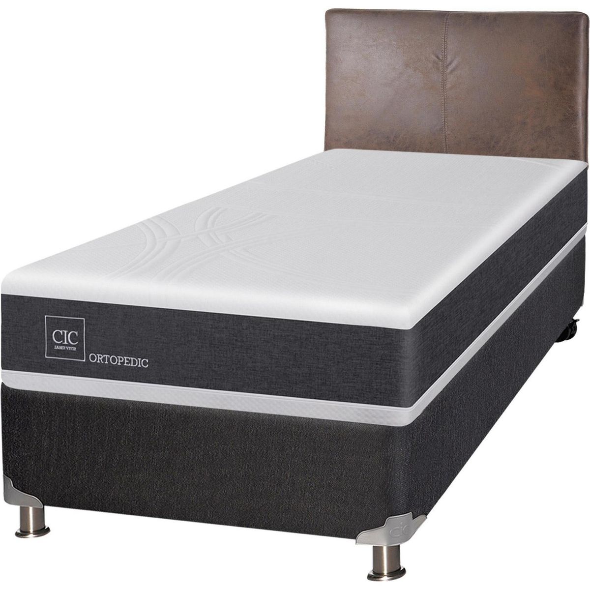 CIC - Box spring new ortopedic b5 black 1.5 plazas + respaldo