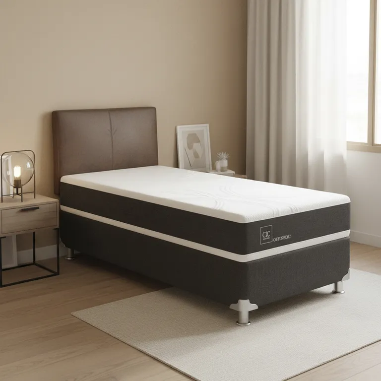 Box Spring New Ortopedic B5 Black 1.5 Plazas + Respaldo