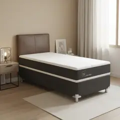 CIC - Box Spring New Ortopedic B5 Black 1.5 Plazas + Respaldo