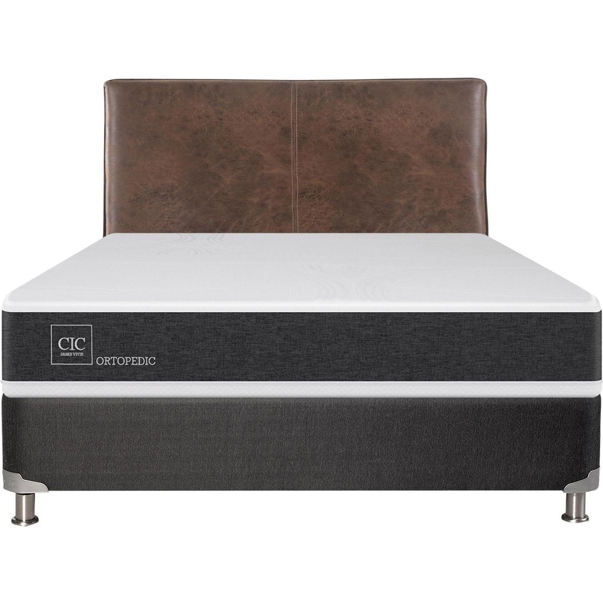 CIC - Box spring new ortopedic b5 black 2 plazas + respaldo