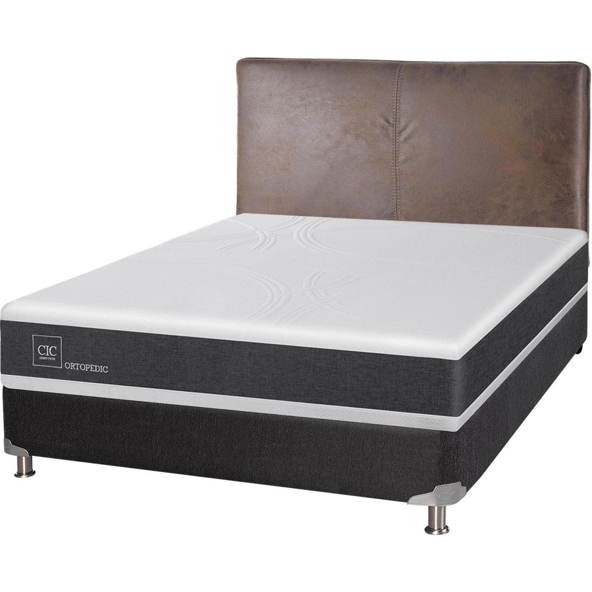 CIC - Box spring new ortopedic b5 black 2 plazas + respaldo