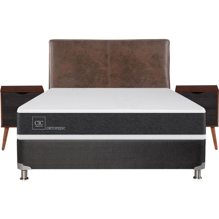 CIC Box Spring New Ortopedic B5 Black 2 Plazas + Muebles