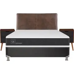 CIC - Box spring new ortopedic b5 black 2 plazas + muebles