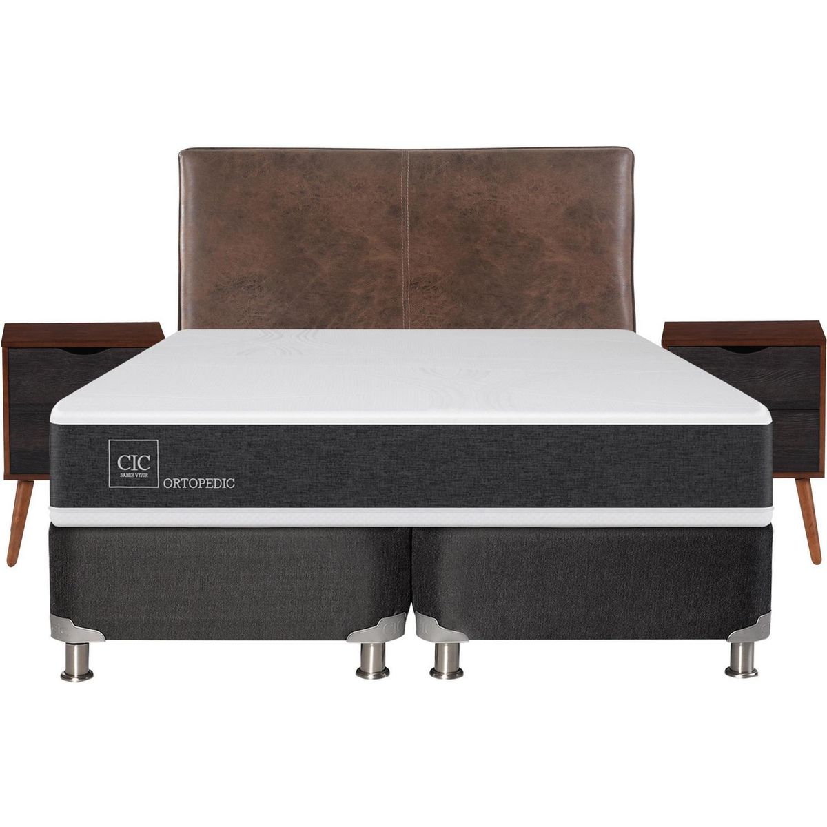 CIC - Box spring new ortopedic b5 black king + muebles