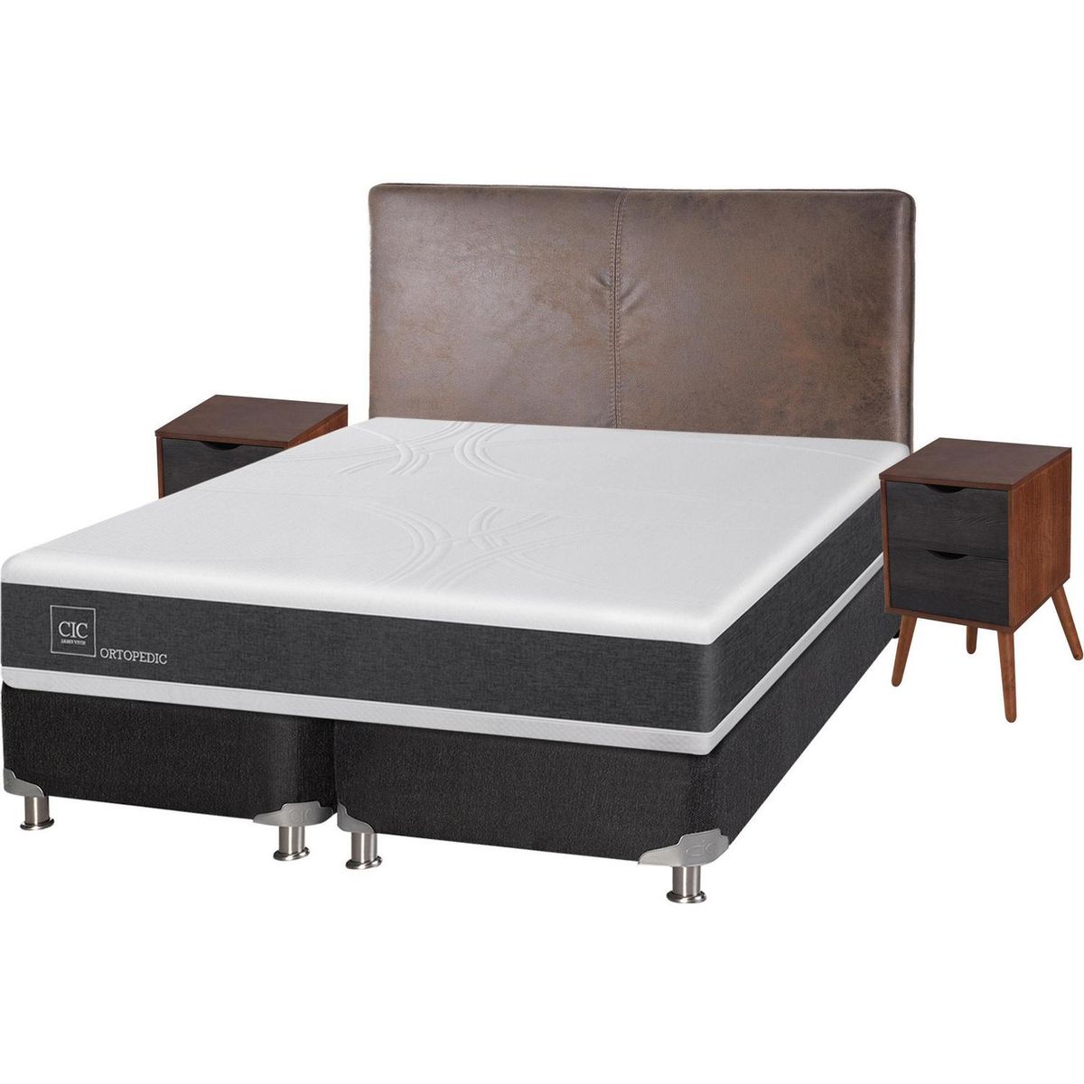CIC - Box spring new ortopedic b5 black king + muebles