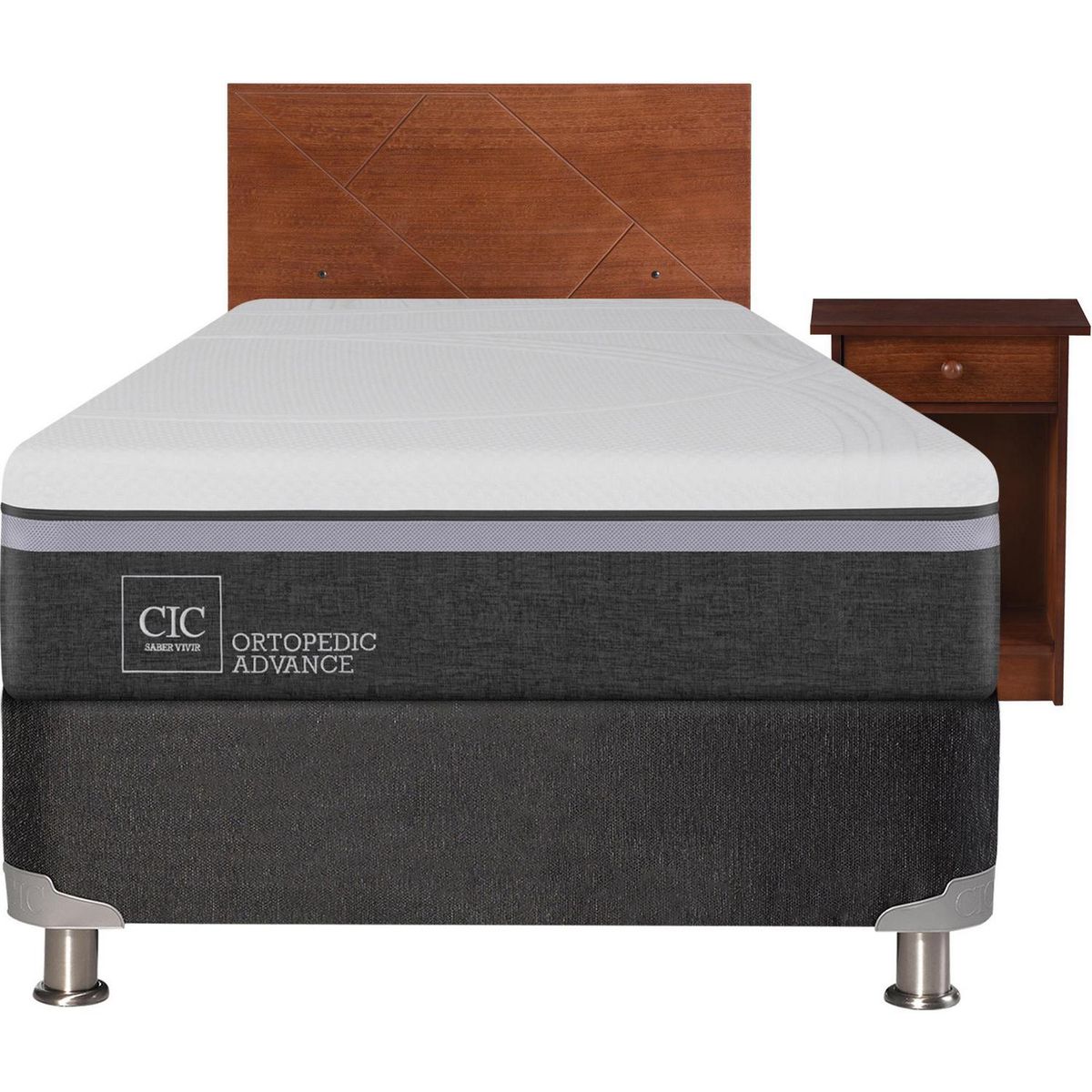 CIC - Box Spring Ortopedic Advance B5 Black 1.5 Plazas + Muebles