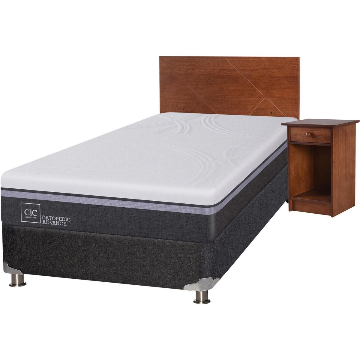 CIC - Box Spring Ortopedic Advance B5 Black 1.5 Plazas + Muebles