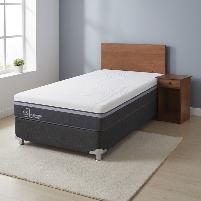 Box Spring Ortopedic Advance B5 Black 1.5 Plazas + Muebles