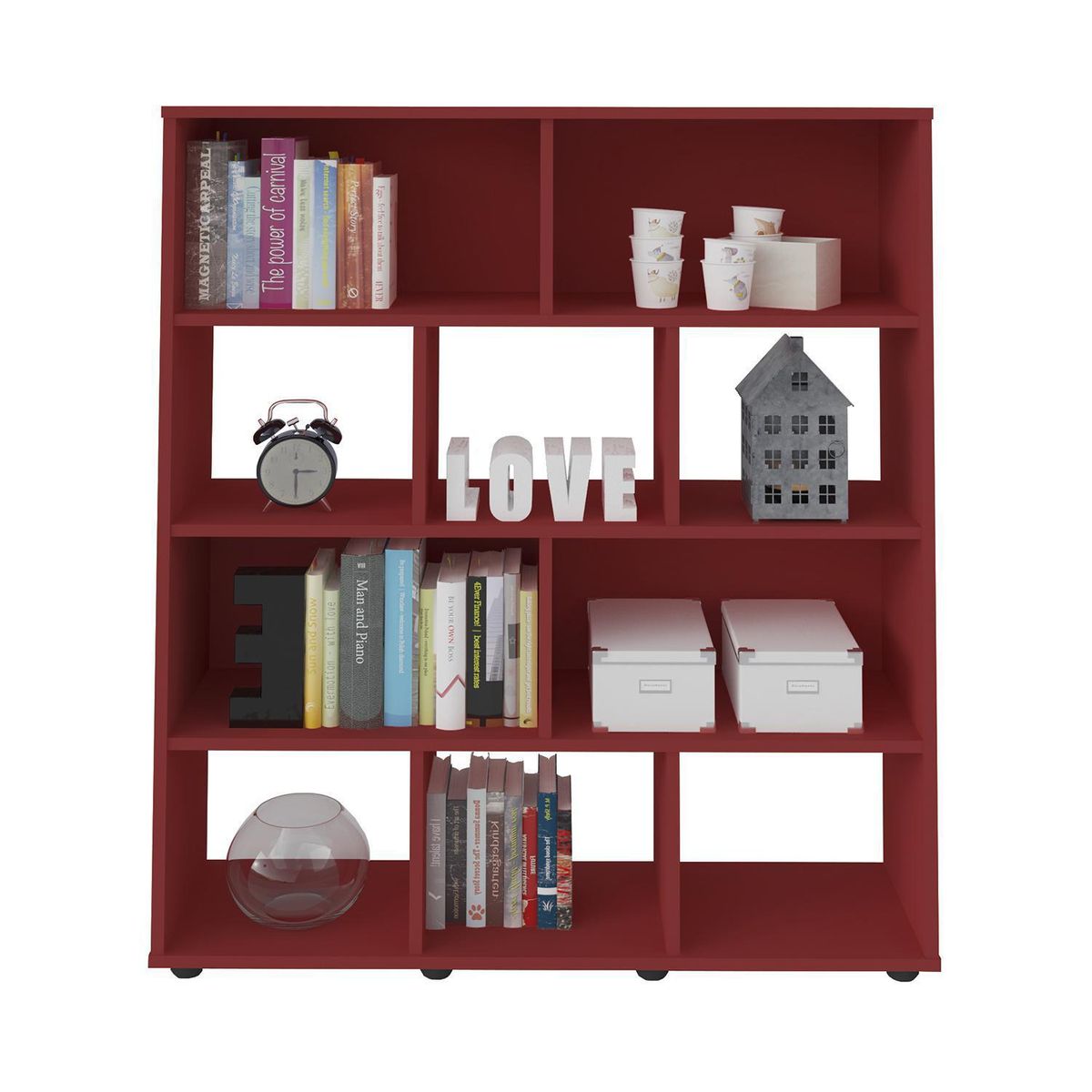 RODLER - Librero Booker MDF 10 Nivel(es) 25x109x25 cm Rojo