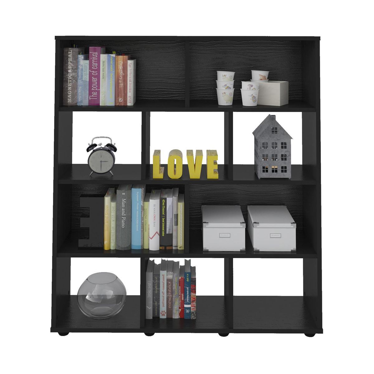 RODLER - Librero Booker MDF 10 Nivel(es) 91x109x25 cm Negro