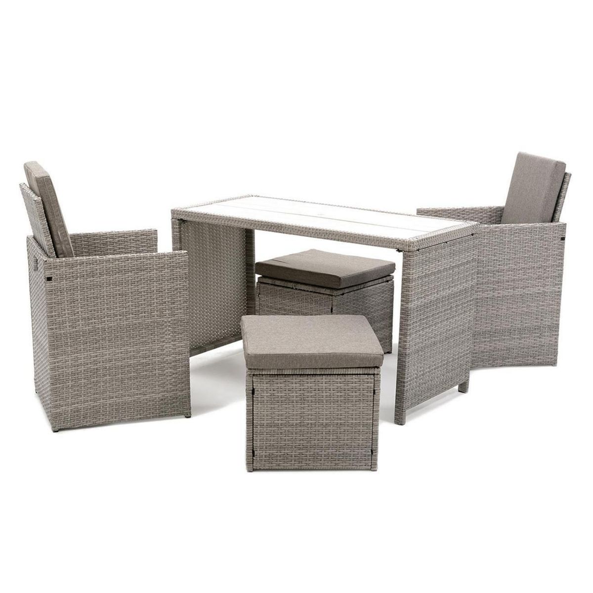 GRUPO LINK - Juego de Comedor de Terraza Kawai 4 Personas Gris