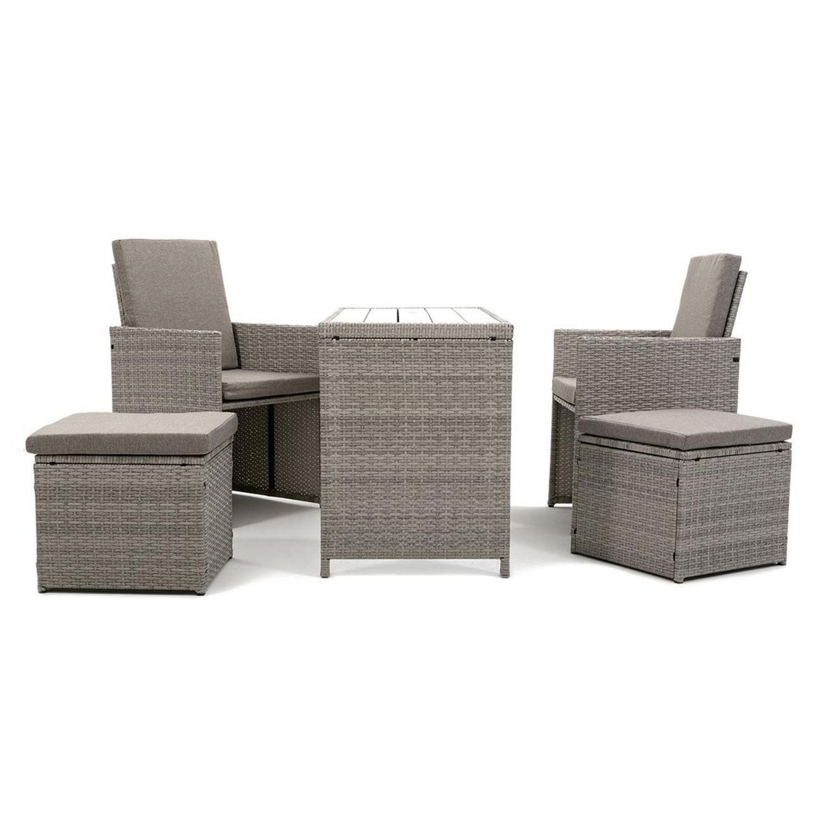 GRUPO LINK - Juego de Comedor de Terraza Kawai 4 Personas Gris