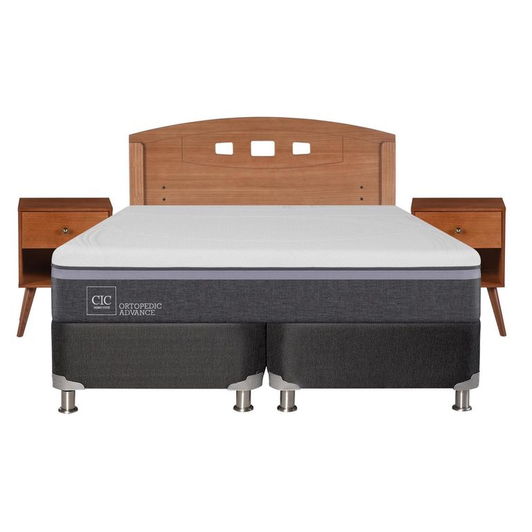 Box Spring Ortopedic Advance B5 Black 2 Plazas + Muebles