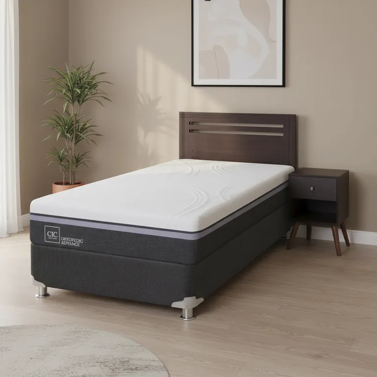 Box Spring Ortopedic Advance B5 Black 1.5 Plazas + Muebles