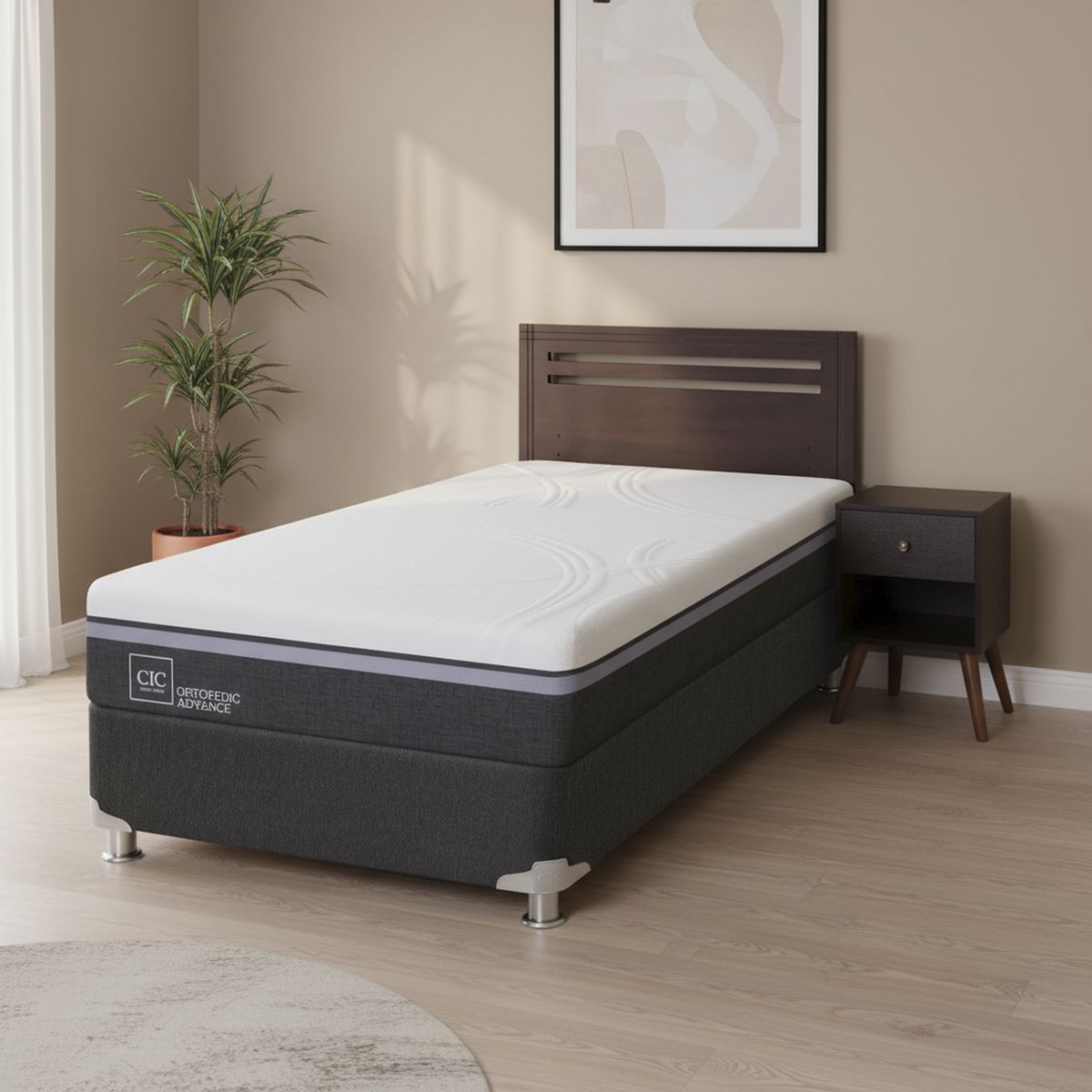 CIC - Box Spring Ortopedic Advance B5 Black 1.5 Plazas + Muebles