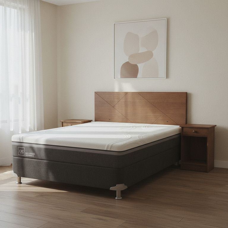 Box Spring Ortopedic Advance B5 Black 2 Plazas + Muebles