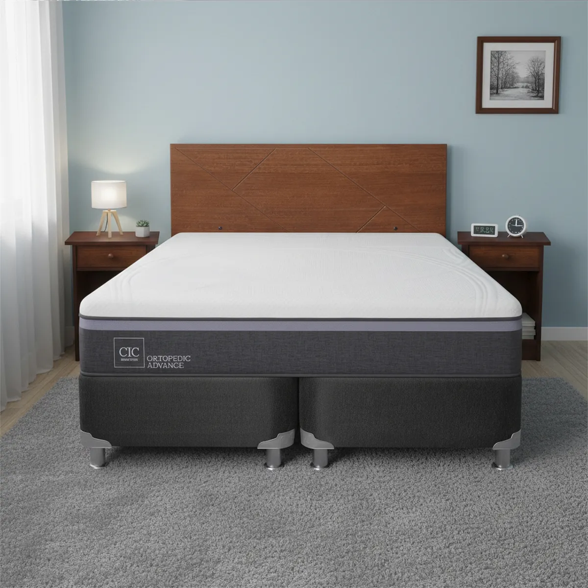 CIC - Box Spring Ortopedic Advance B5 Black 2 Plazas + Muebles