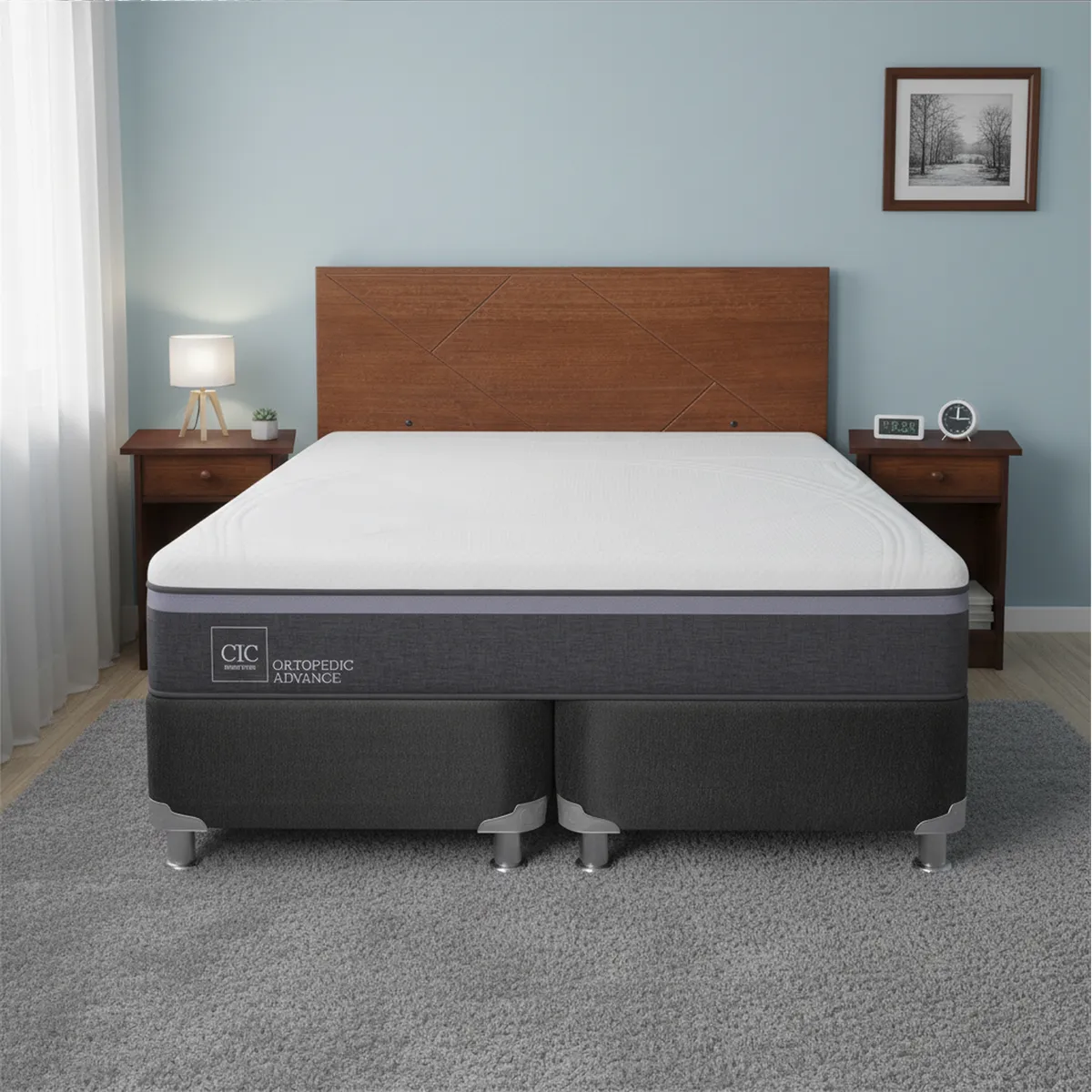 CIC - Box Spring Ortopedic Advance B5 Black 2 Plazas + Muebles