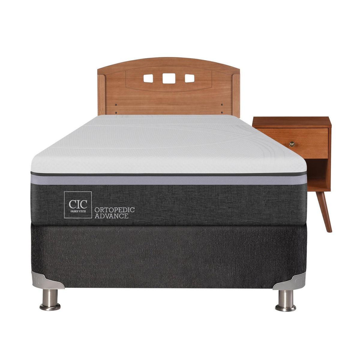 CIC - Box spring ortopedic advance b5 black 1.5 plazas + muebles