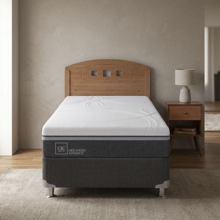 Box Spring Ortopedic Advance B5 Black 1.5 Plazas + Muebles