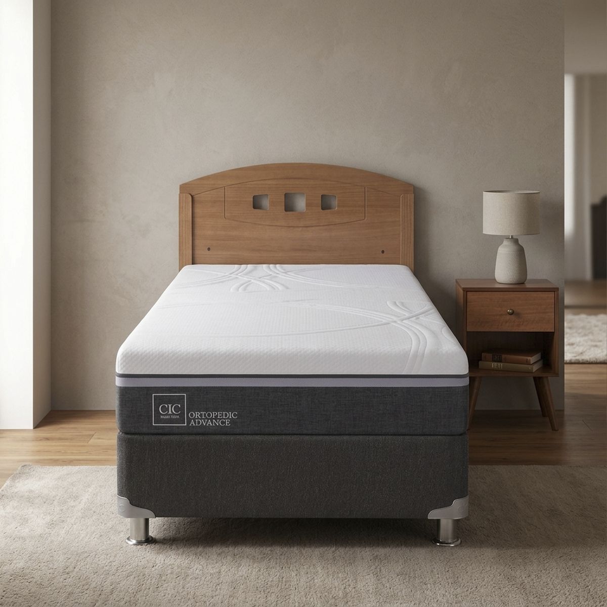 CIC - Box Spring Ortopedic Advance B5 Black 1.5 Plazas + Muebles