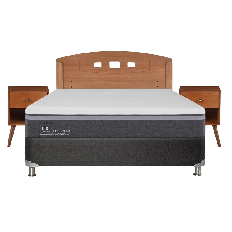 Box Spring Ortopedic Advance B5 Black 2 Plazas + Muebles