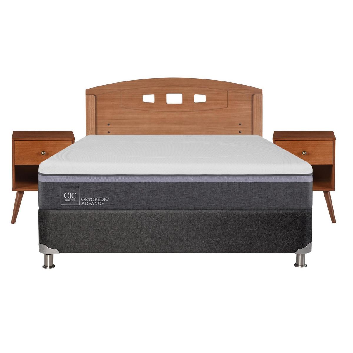CIC - Box spring ortopedic advance b5 black 2 plazas + muebles