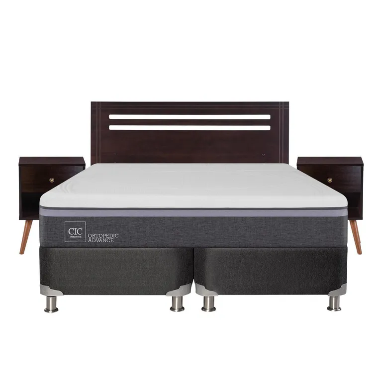 Box Spring Ortopedic Advance B5 Black 2 Plazas + Muebles