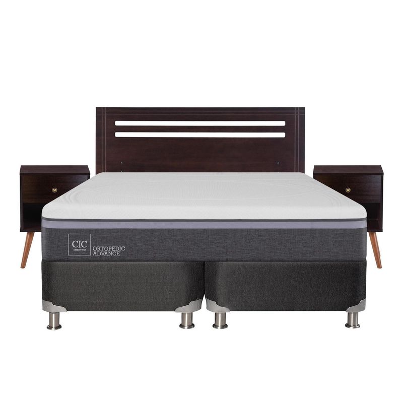 CIC - Box spring ortopedic advance b5 black 2 plazas + muebles