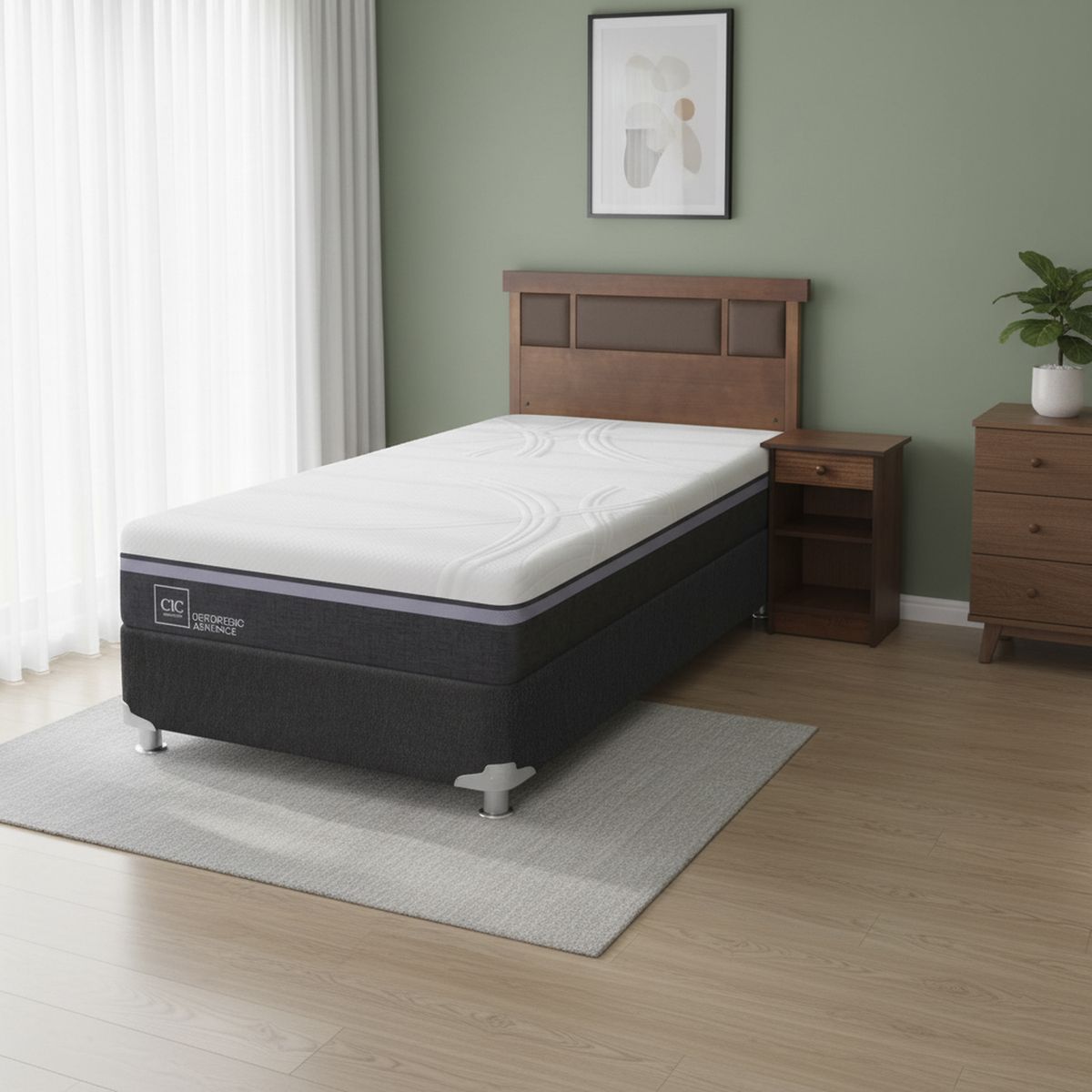 CIC - Box Spring Ortopedic Advance B5 Black 1.5 Plazas + Muebles